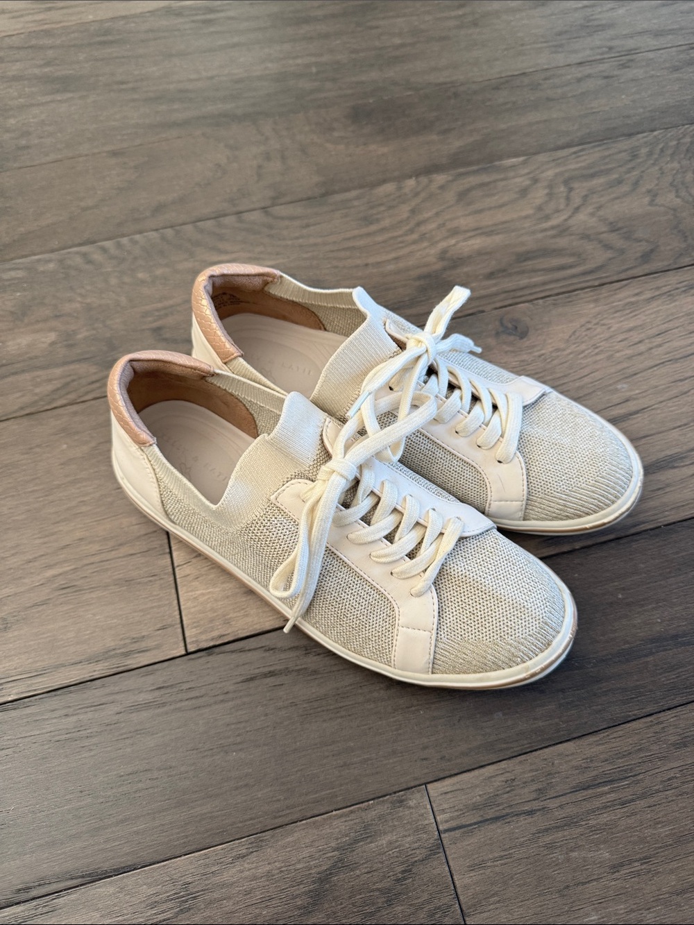 Kelly & Katie Cream Knit Lace-Up Sneakers